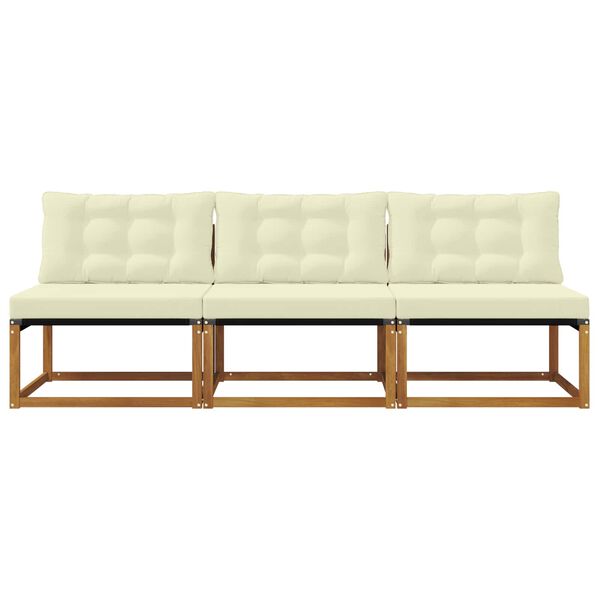 vidaXL 3 Pieza Sof&aacute; intermedio de exterior Madera de Acacia S&oacute;lida