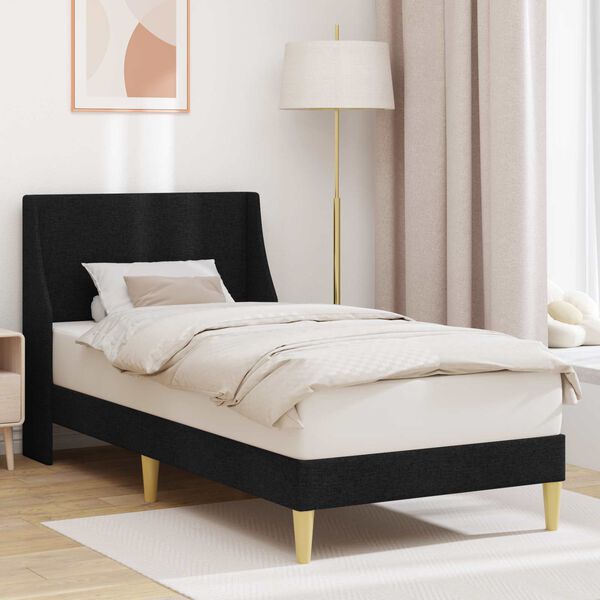 vidaXL Estructura de cama con cabecera Negro 100 x 200 cm tela