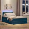 vidaXL Cama con almacenamiento y LED Azul 120 x 190 cm Terciopelo