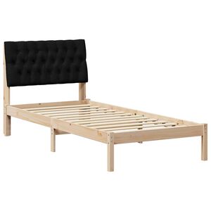 vidaXL Estructura de Cama con Cabecera Tapizada Marrón 90 x 200 cm