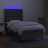 vidaXL Cama box spring colch&oacute;n y luces LED tela gris oscuro 80x200 cm