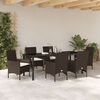 vidaXL Conjunto de Comedor de Jard&iacute;n 7 pcs Marr&oacute;n rat&aacute;n sint&eacute;tico