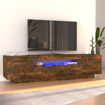 vidaXL Mueble de TV con luces LED color roble ahumado 160x35x40 cm