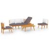 vidaXL Muebles de jard&iacute;n 4 piezas con cojines madera maciza de acacia
