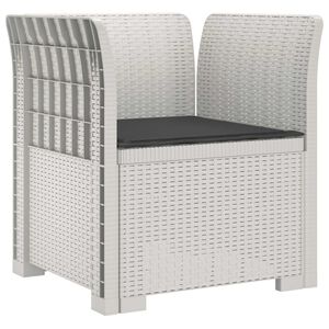 vidaXL Sill&oacute;n Individual con Coj&iacute;n Apariencia de Ratan PP Blanco