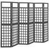vidaXL Biombo/Enrejado de 6 paneles madera de abeto negro 242,5x180 cm