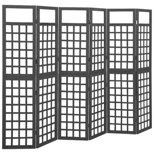 vidaXL Biombo/Enrejado de 6 paneles madera de abeto negro 242,5x180 cm