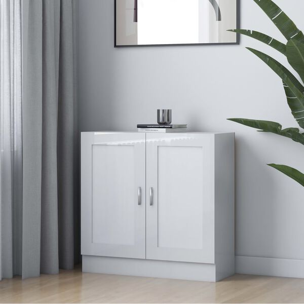 vidaXL Armario de libros contrachapada blanco brillo 82,5x30,5x80 cm