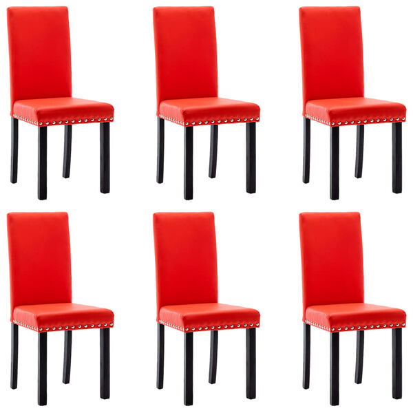 vidaXL Sillas de comedor 6 unidades cuero sint&eacute;tico rojo