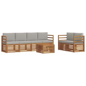 vidaXL Conjunto de sof&aacute;s de exterior 7 uds. Gris Natural y Claro