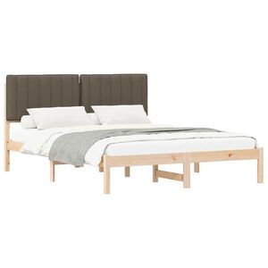 vidaXL Estructura de Cama con Cabecera Tapizada Taup&eacute; 160 x 200 cm