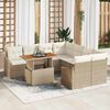 vidaXL Conjunto de sof&aacute; de jard&iacute;n 9 pcs Beige Polirat&aacute;n