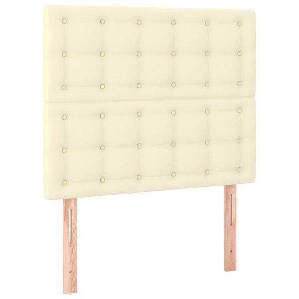 vidaXL Cabecero de cama color crema 80x5x118/128 cm Piel sint&eacute;tica