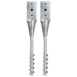 vidaXL Picas de tierra 2 unidades acero galvanizado plateado 7x7x56 cm