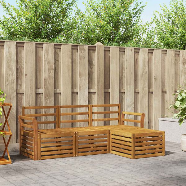 vidaXL Juegos de sof&aacute;s 4 pcs Natural Madera de Acacia S&oacute;lida