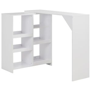 vidaXL Mesa de bar con estanter&iacute;a m&oacute;vil blanca 138x39x110 cm