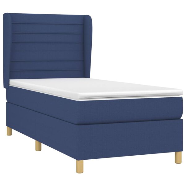 vidaXL Cama box spring con colch&oacute;n tela azul 100x200 cm