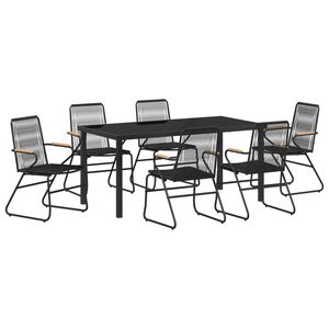 vidaXL Conjunto de Comedor de Jardín 7 pcs Negro