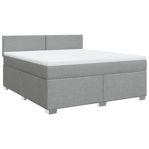 vidaXL Cama box spring con colch&oacute;n tela gris claro 180x200 cm