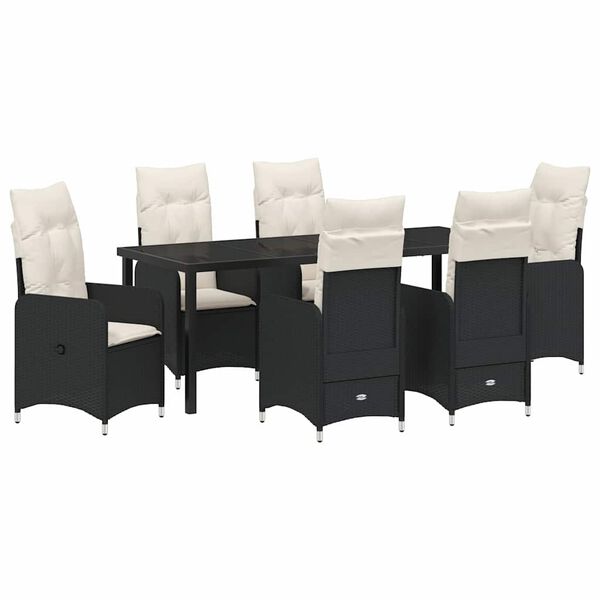 vidaXL Conjunto de Comedor de Jard&iacute;n 7 pcs Negro rat&aacute;n sint&eacute;tico