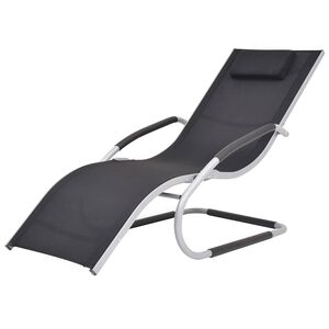 vidaXL Tumbona con coj&iacute;n aluminio y textilene negra