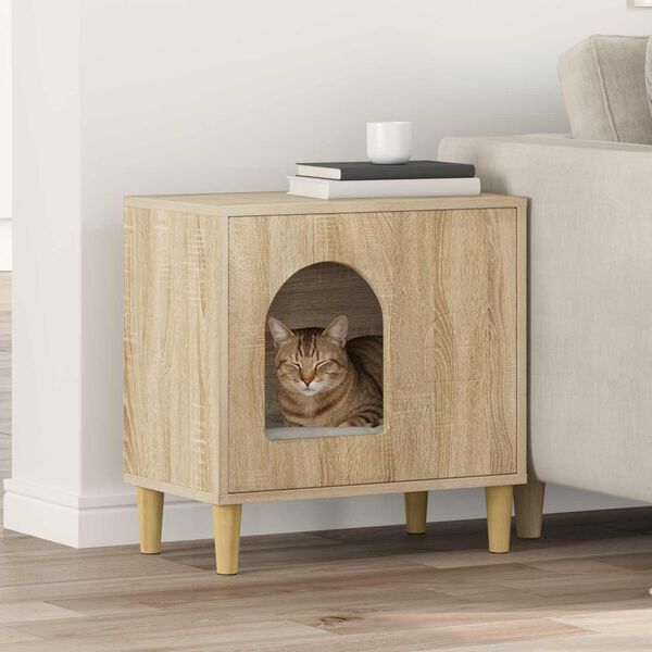 vidaXL Casa para Gatos Sonoma 51 x 30 x 52 cm Madera de ingenier&iacute;a
