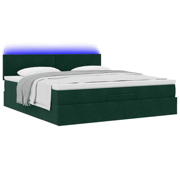 vidaXL Estructura de cama otomana con colchón verde oscuro 160x200 cm