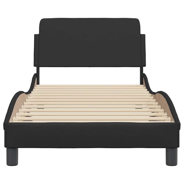vidaXL Estructura de cama Dover cuero sint&eacute;tico negro 90x190 cm