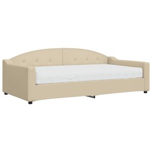 vidaXL Sof&aacute; cama con colch&oacute;n tela crema 100x200 cm