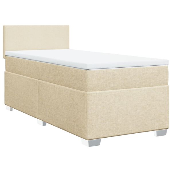 vidaXL Cama box spring con colch&oacute;n tela color crema 90x200 cm