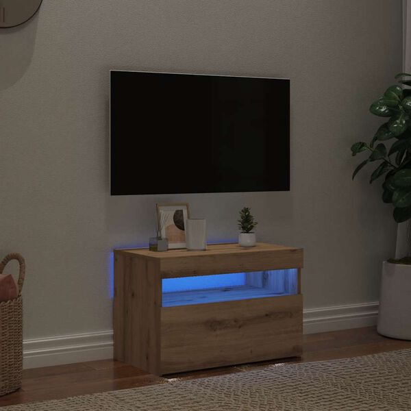 vidaXL Mueble de TV luces LED madera roble artisan 60x35x40 cm