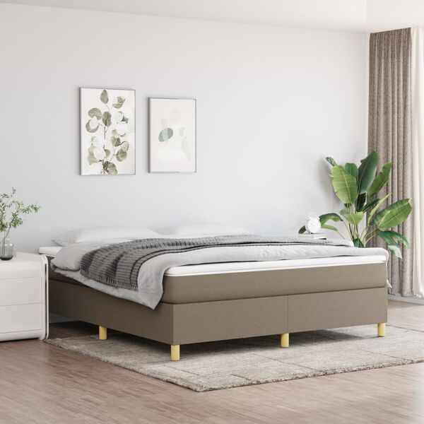 vidaXL Cama box spring con colch&oacute;n tela gris taupe 180x200 cm