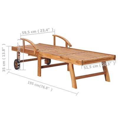 vidaXL Tumbona con mesa y cojín madera maciza de teca