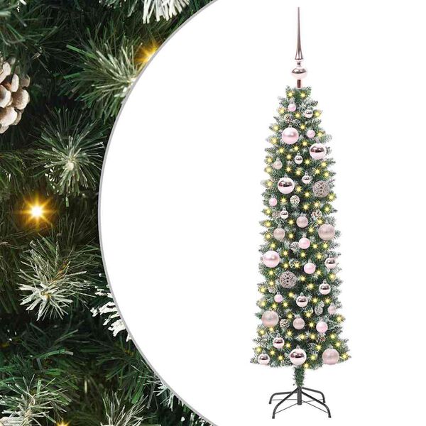 vidaXL Árbol Navideño Artificial Delgado con 150 LED verde y 120 cm