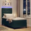 vidaXL Cama Box Spring LED con colch&oacute;n Verde oscuro 90 x 190 cm tela