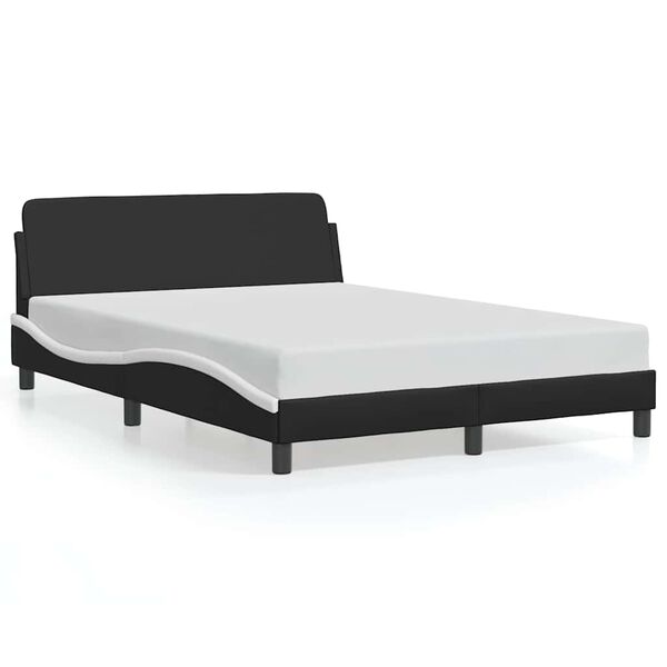 vidaXL Estructura de cama Dover cuero sint&eacute;tico negro blanco 140x200 cm
