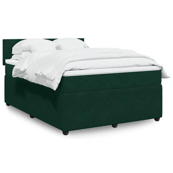 vidaXL Cama box spring con colch&oacute;n terciopelo verde oscuro 160x200 cm
