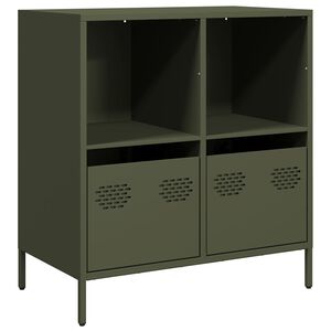 vidaXL Aparador de acero laminado en fr&iacute;o verde oliva 68x39x73,5 cm