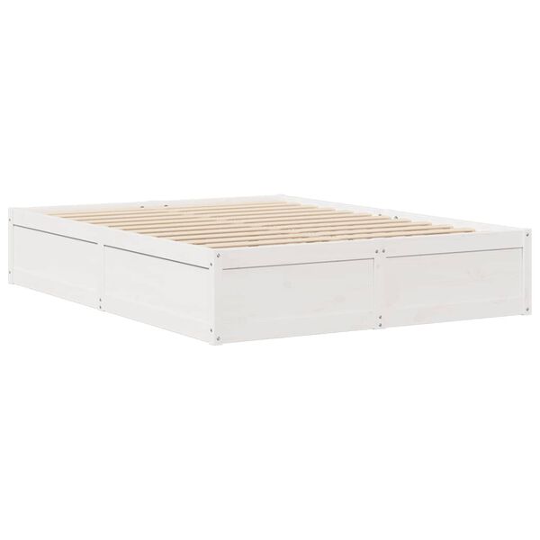 vidaXL Estructura de cama sin colch&oacute;n madera de pino blanca 140x190 cm