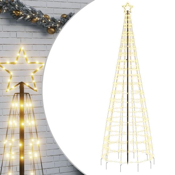 vidaXL Árbol de Navidad LED con estacas 570 LEDs blanco cálido 300 cm