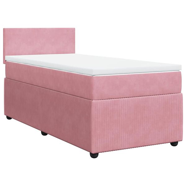 vidaXL Cama box spring con colch&oacute;n terciopelo rosa 90x200 cm