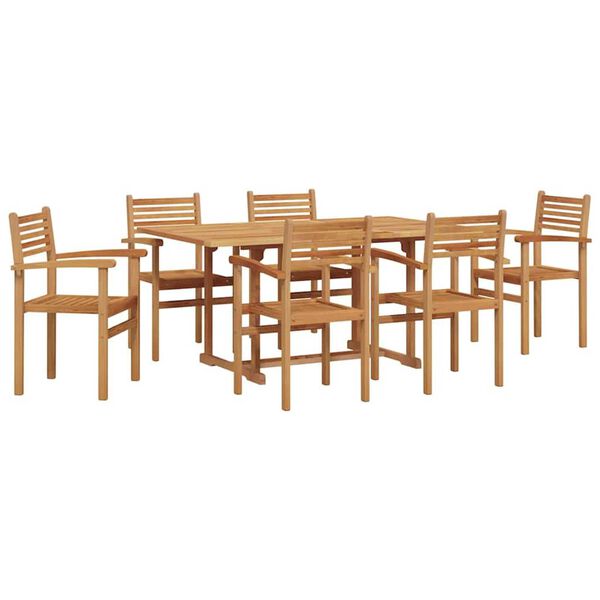 vidaXL Conjunto de Comedor de Jardín 7 pcs Natural