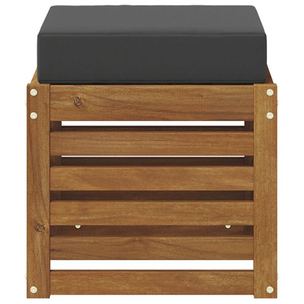 vidaXL Banco con taburete con coj&iacute;n 2 Pieza Natural y Antracita