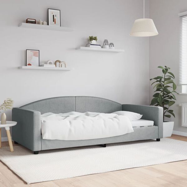 vidaXL Sof&aacute; cama sin colch&oacute;n tela gris claro 100x200 cm
