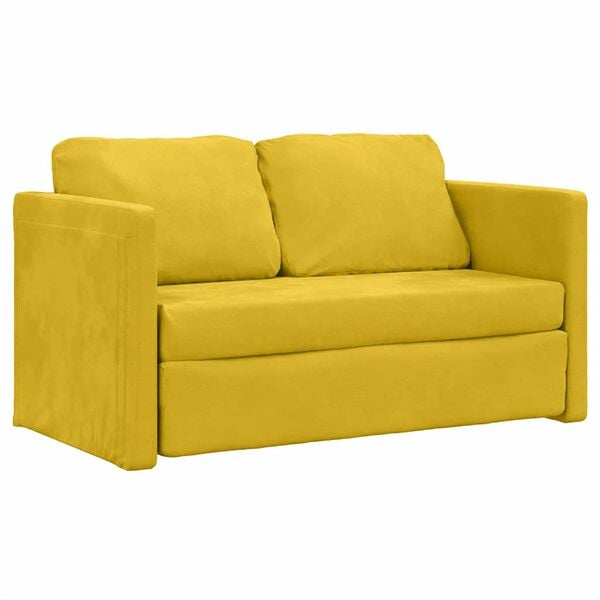 vidaXL Sof&aacute; cama suelo 2 en 1 terciopelo amarillo oscuro 122x204x55 cm