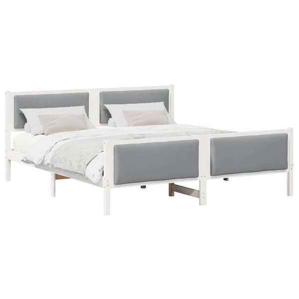 vidaXL Estructura de cama con cabecera Gris Claro 200 x 200 cm tela