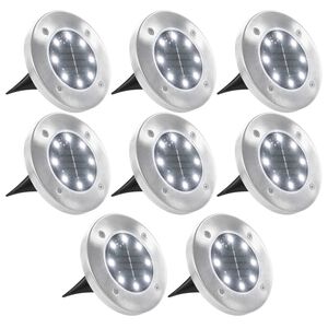 vidaXL L&aacute;mparas solares de suelo 8 unidades luces LED blanco