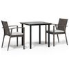 vidaXL Juego comedor jard&iacute;n 3 piezas y cojines rat&aacute;n sint&eacute;tico y acero