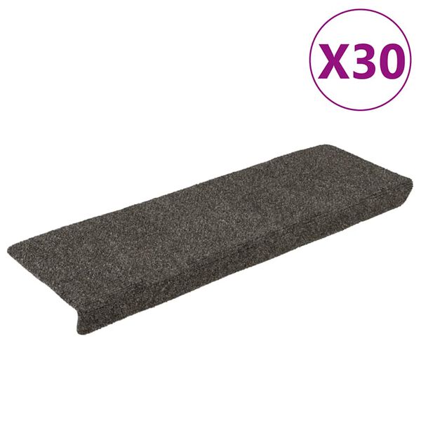 vidaXL Felpudos autoadhesivos para escaleras, 30 unidades, 65 x 21 x 4 cm, antracita, borde rectangular
