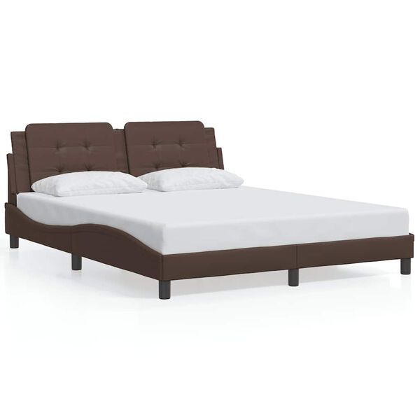 vidaXL Estructura de cama sin colch&oacute;n Zadar cuero sint&eacute;tico marr&oacute;n 160x200cm